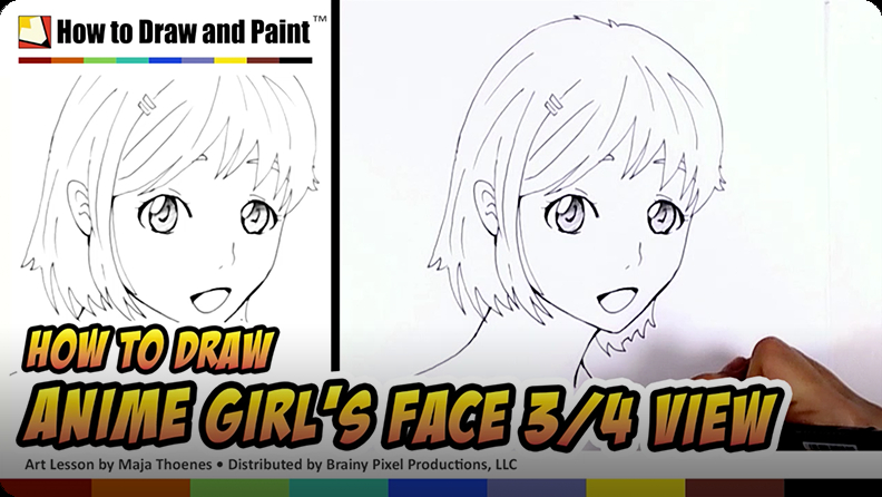 How to Draw an Anime Girl's Face in Three-Fourths View Video | Discover ...