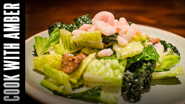 Caesar Salad with Kale and Baby Shrimp | Cook With Amber
