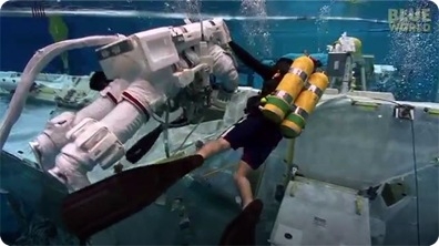 Astronauts training underwater