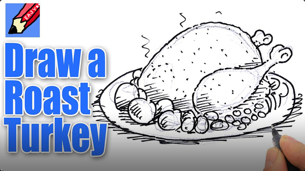 How to Draw a Roast Turkey & All the Trimmings Real Easy